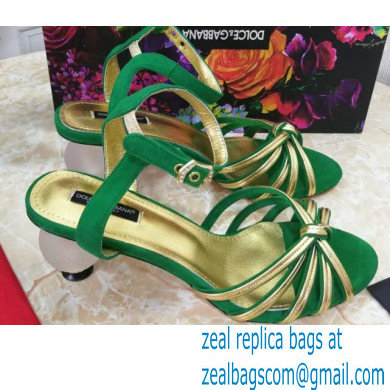 Dolce & Gabbana Spherical Acrylic Heel 6.5cm Suede Sandals Green 2021